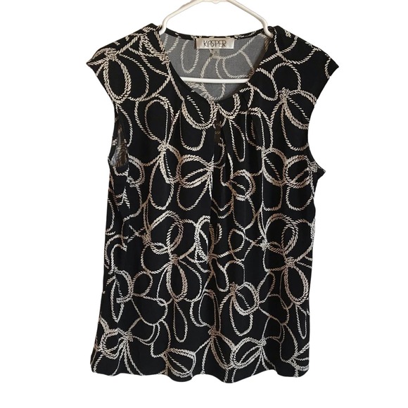 Preowned Kasper Women's Cap Sleep Floral Rope Knit Top with Puff‎ Size PL - Picture 1 of 3